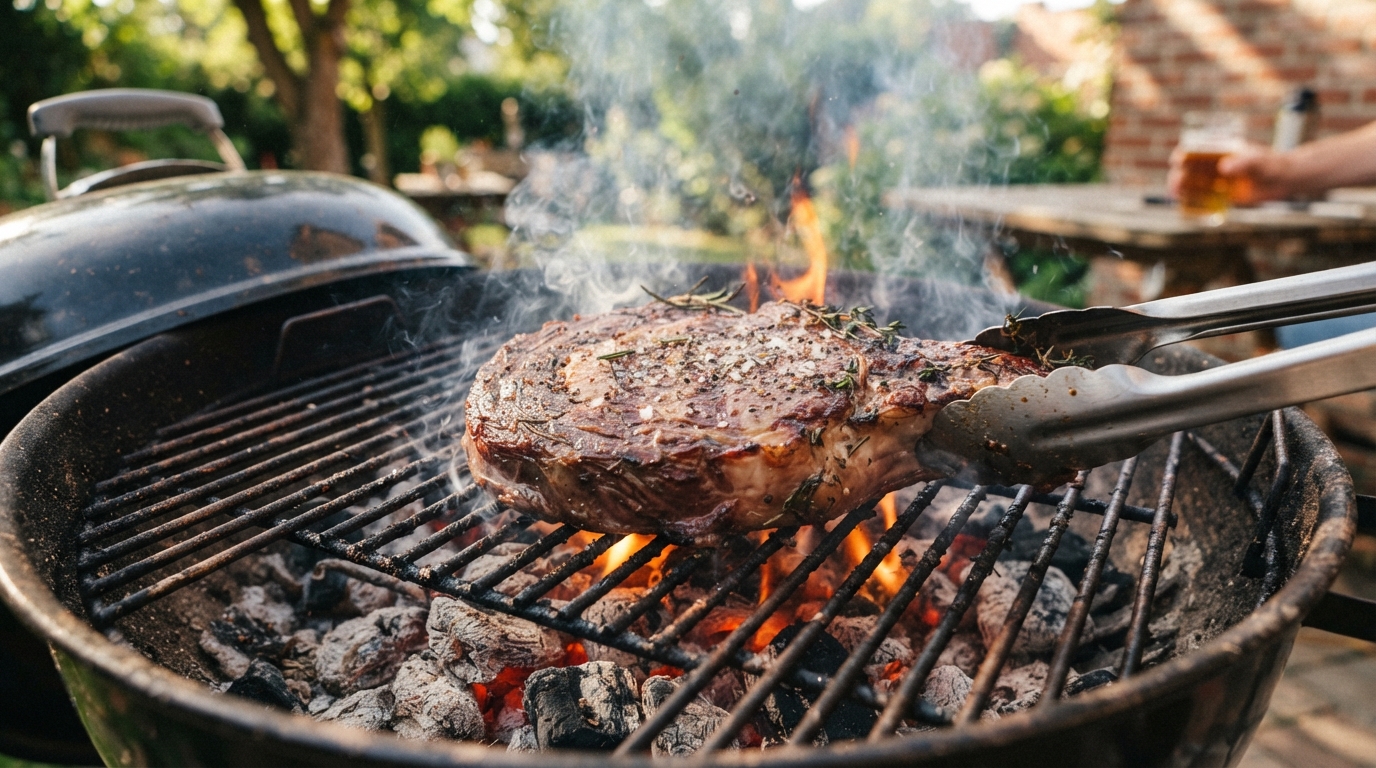 A roasted state on a charcoal grill